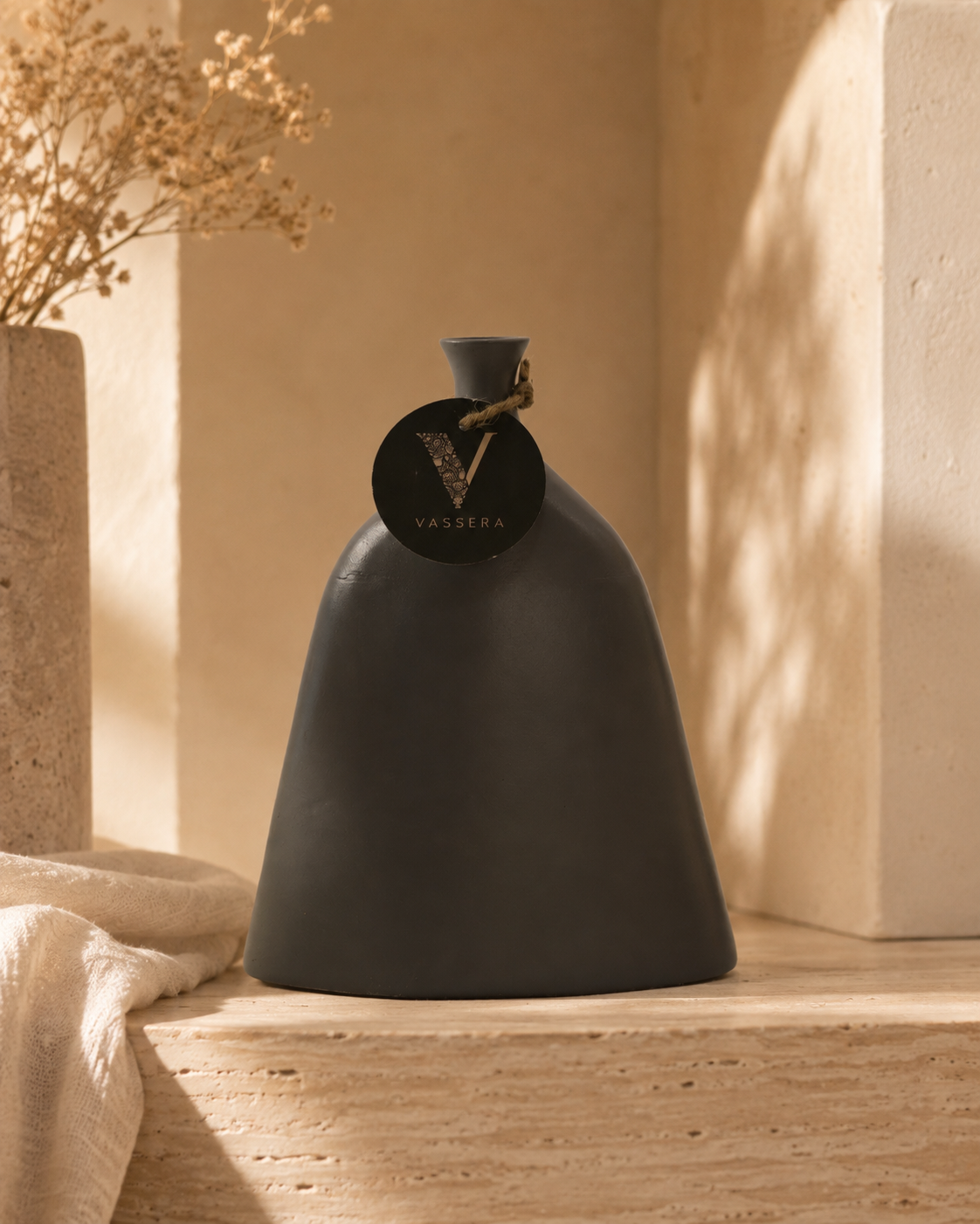 Obsidian Arc Sculptural Vase