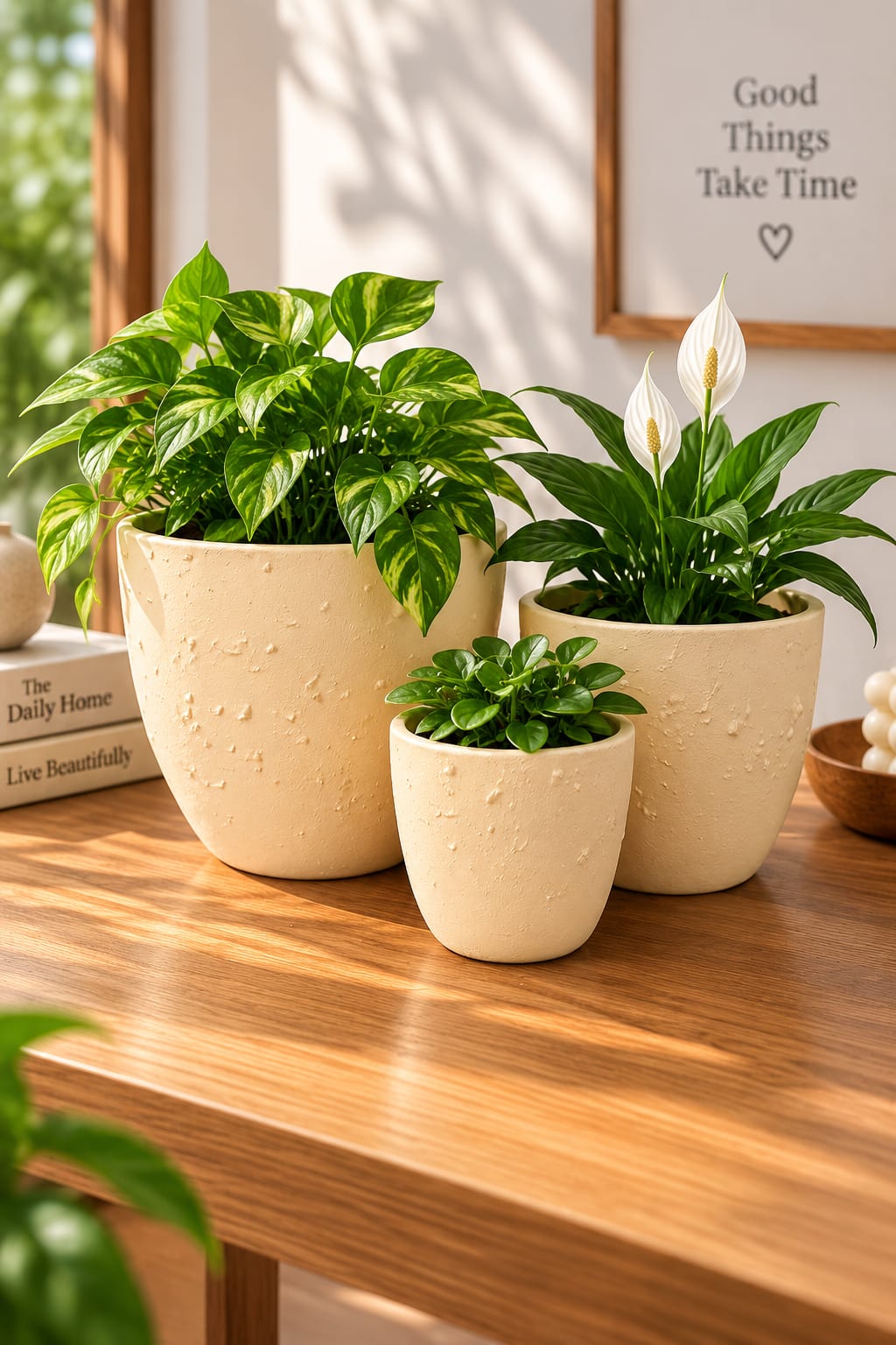 Ivory Stone Textured Planter