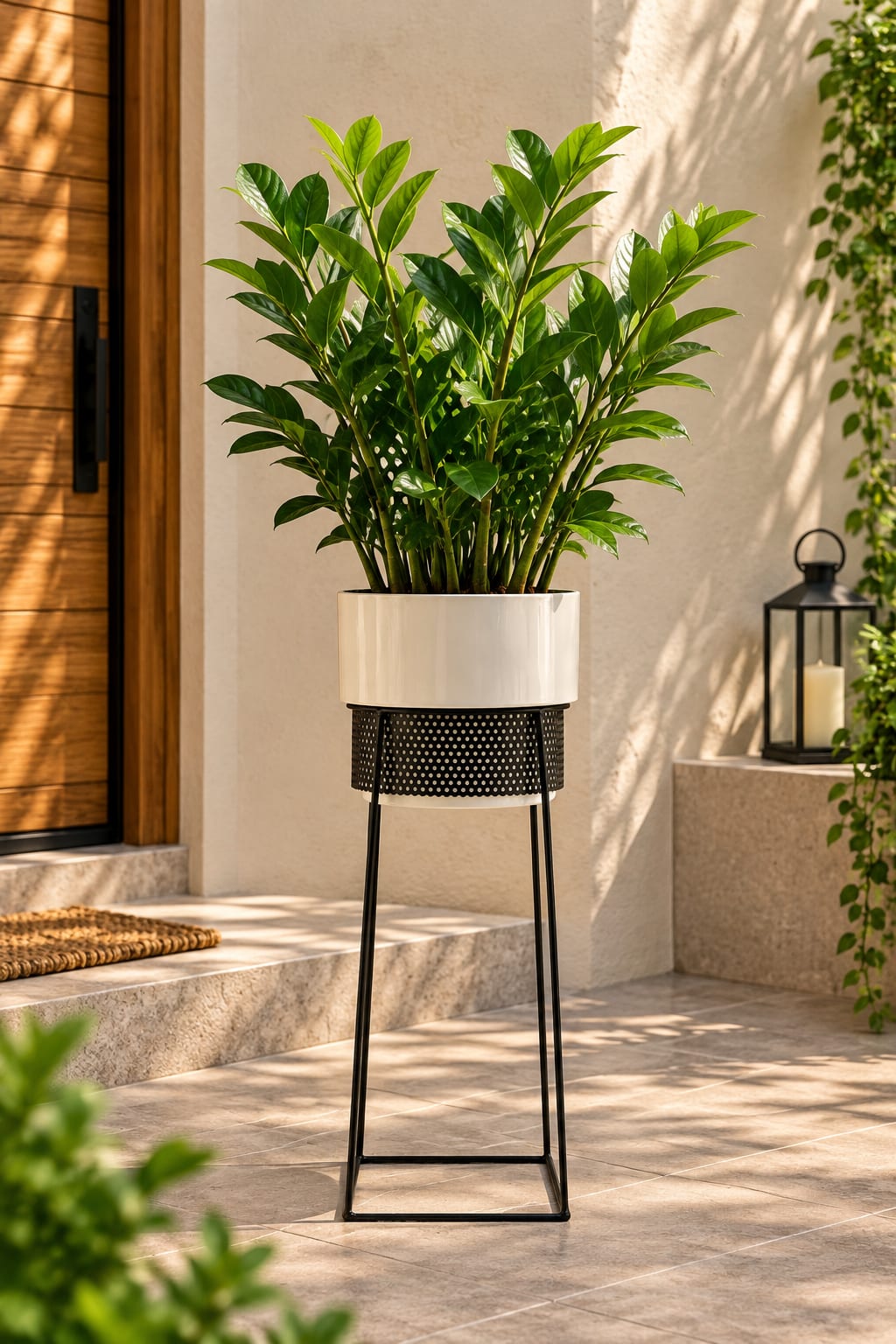 Ivory Noir Perforated Stand Planter