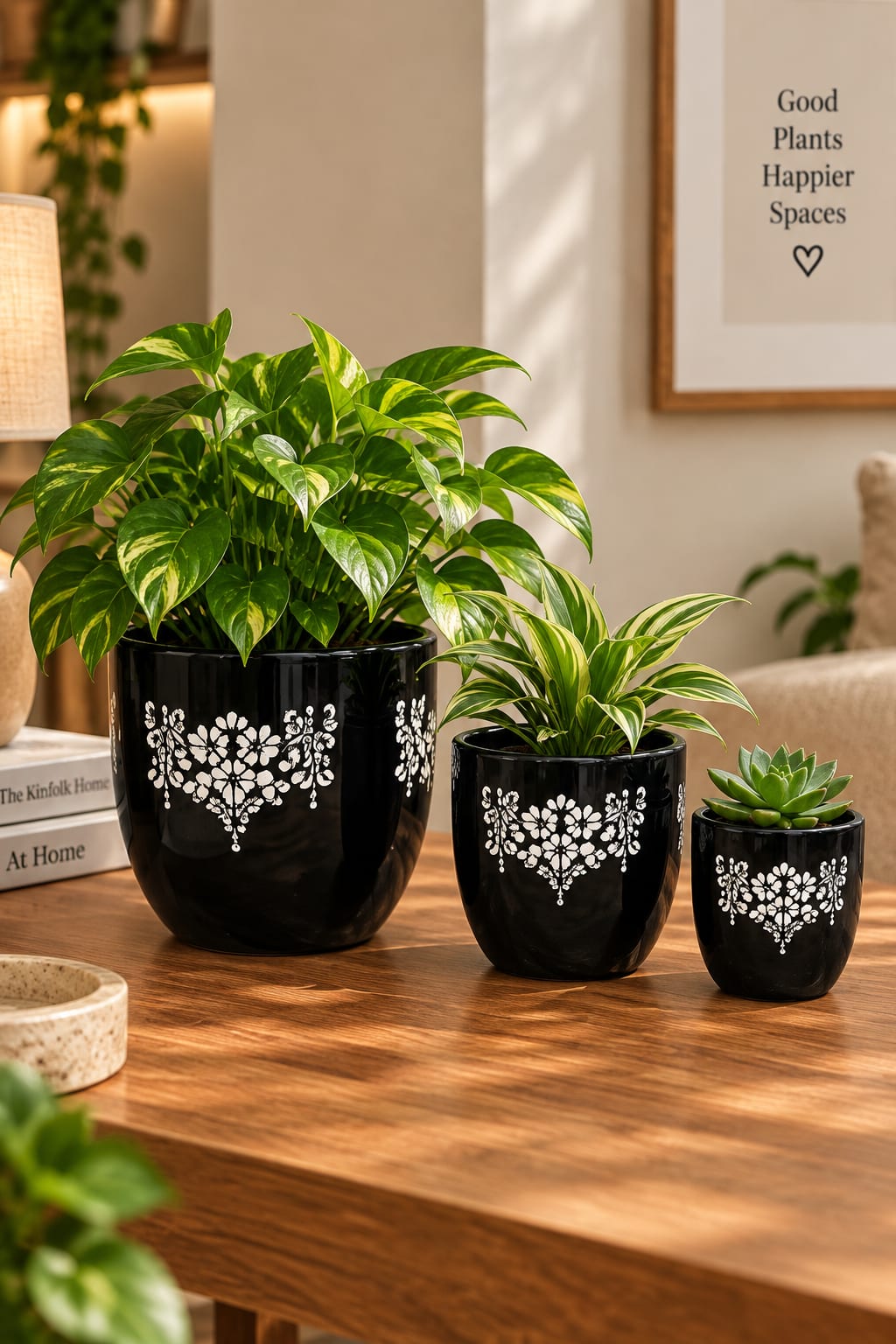 Noir Fleur Gloss Planter Set