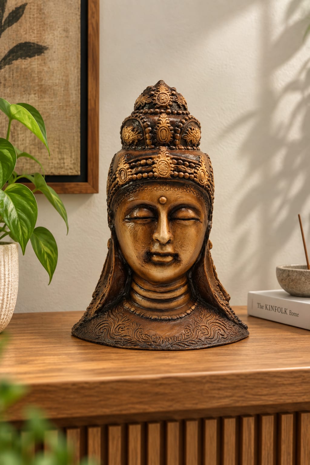 Antique Bronze Serenity Crown Bust