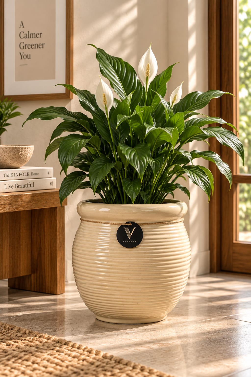 Ivory Halo Ribbed Ceramic Planter