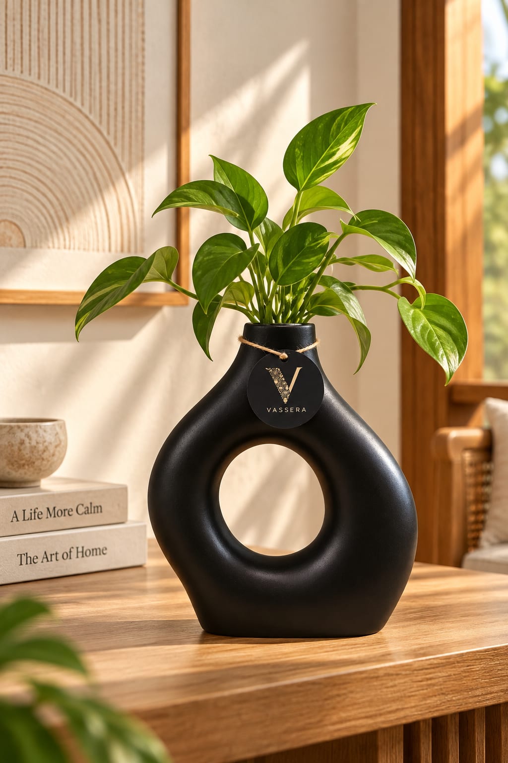 Noir Halo Sculptural Ceramic Vase