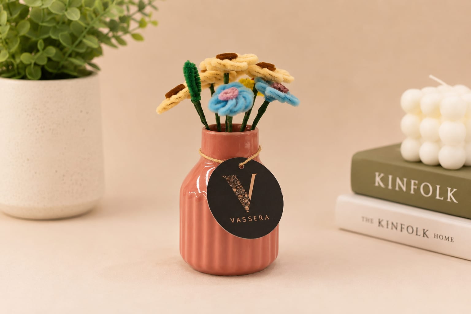 Blush Bloom Ribbed Vase